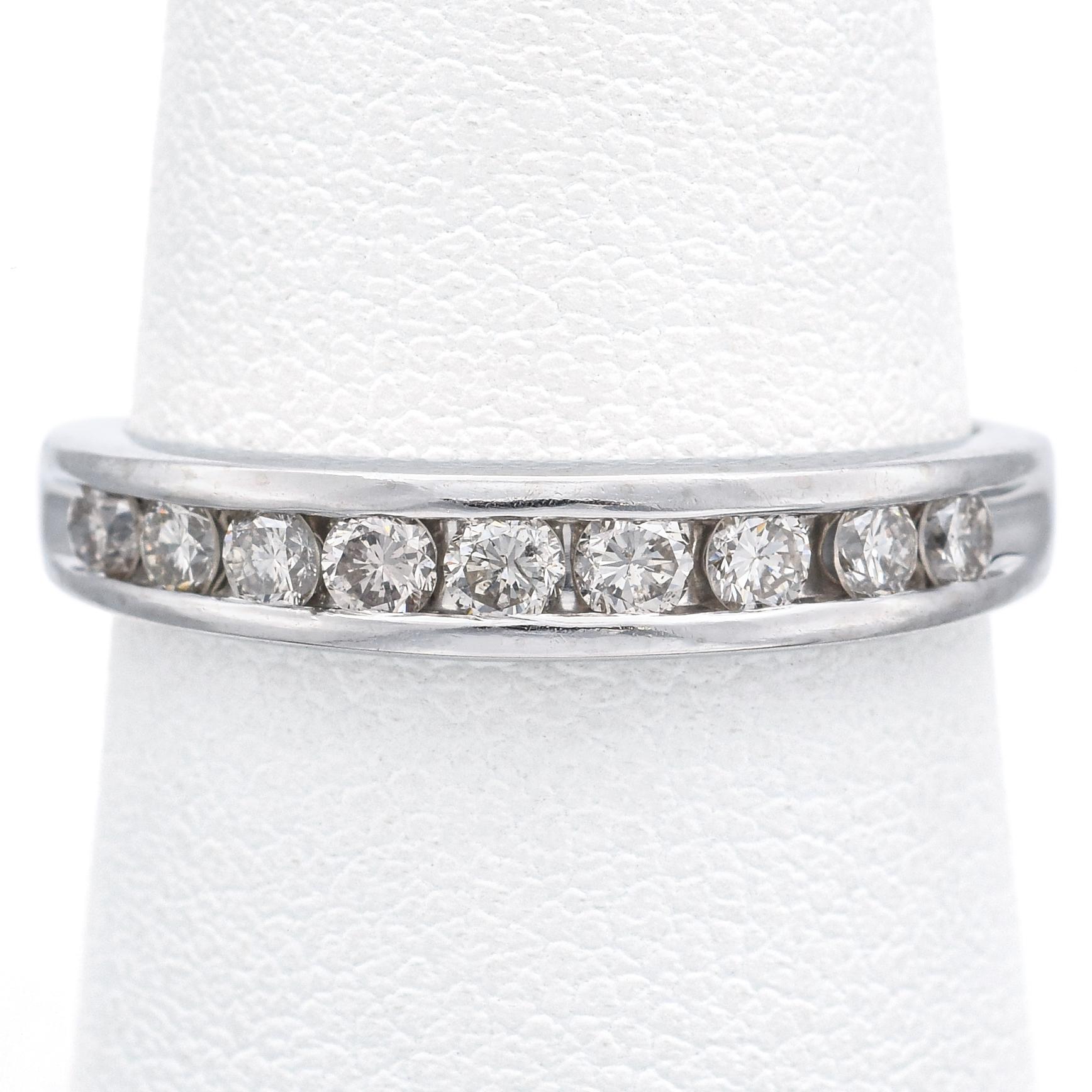 Weight: 4.2 Grams
Stone: Approx. 0.54 TCW (0.06 ct) Diamonds
Face of Ring: 21.5 x 4.0 x 2.3 mm
Ring Size: 7.75
Hallmark: Pt950

ITEM #:BR-1080-102423-06