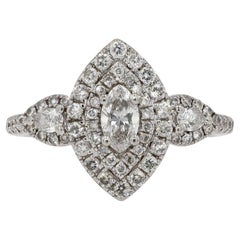 Estate 1 Carat Marquise Pave' Diamond Engagement Ring