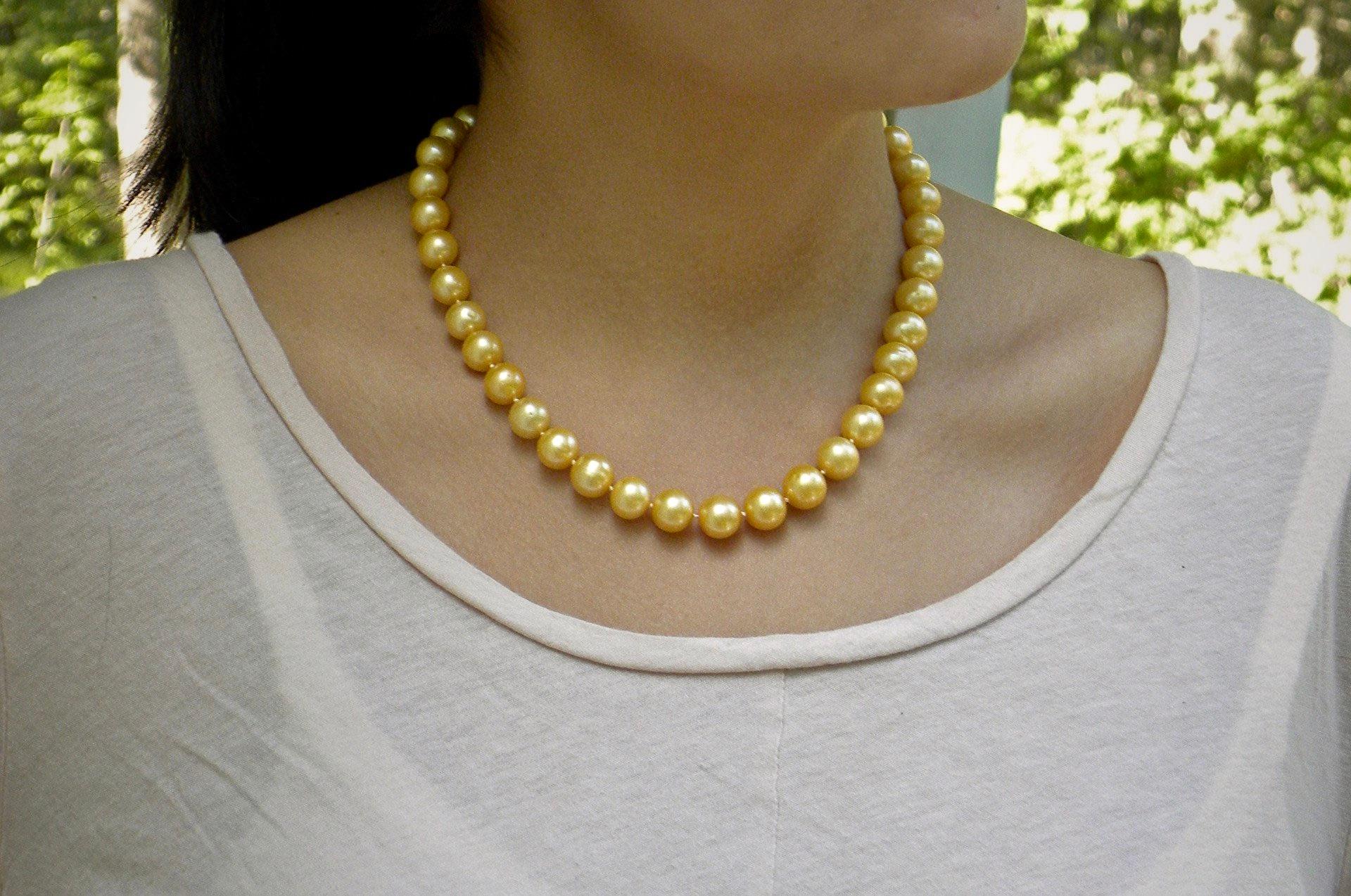 Contemporary Estate Golden South Sea Cultured Pearl Necklace