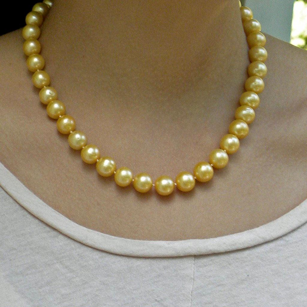 Estate Golden South Sea Cultured Pearl Necklace 1