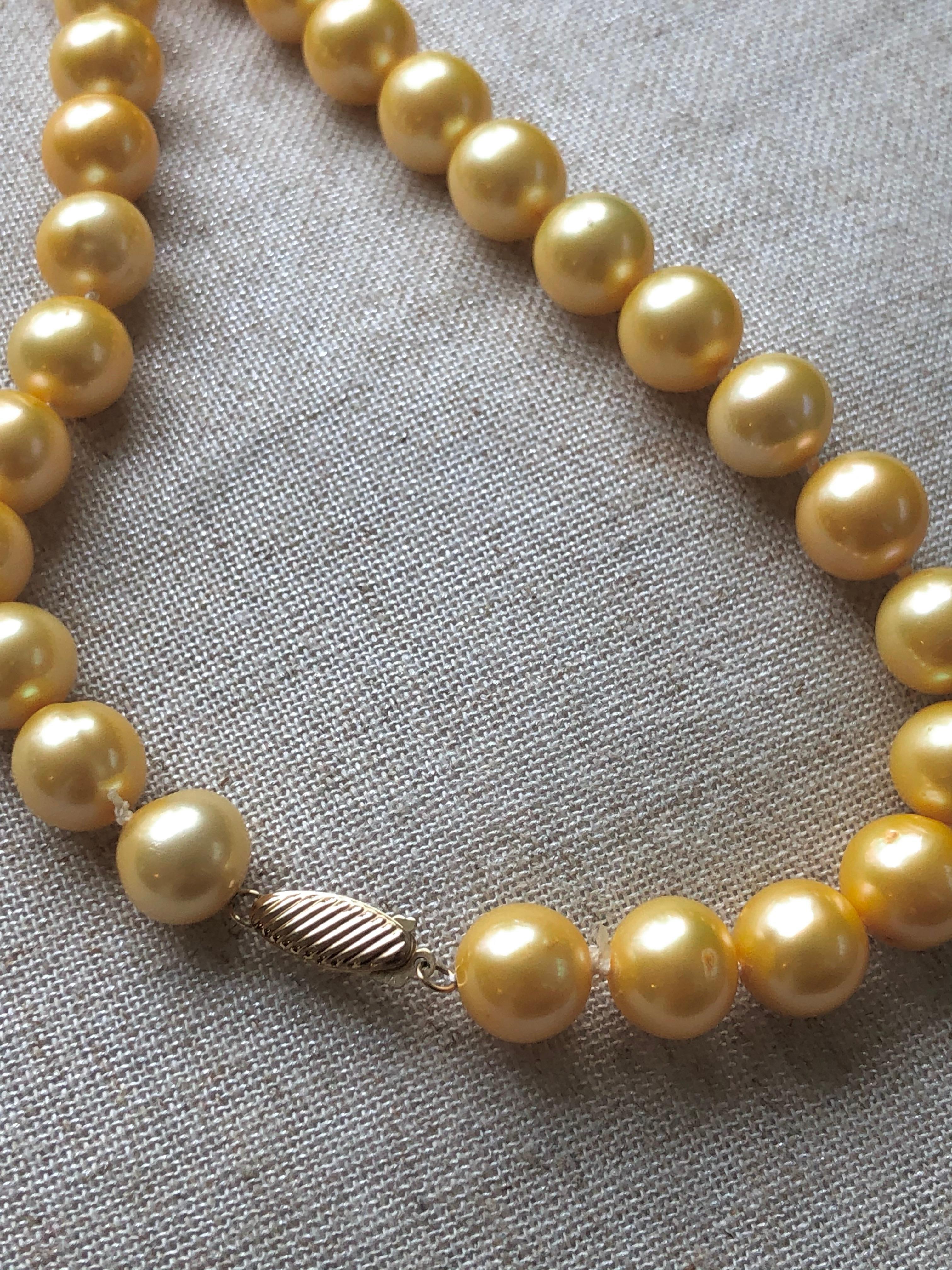 Estate Golden South Sea Cultured Pearl Necklace 3