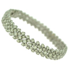 Estate 10 Carat Diamond Cluster Tennis Bracelet in 18 Karat White Gold