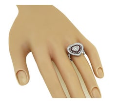 Estate 1.00ct Center Diamond 0.81ct Ruby Heart Ring