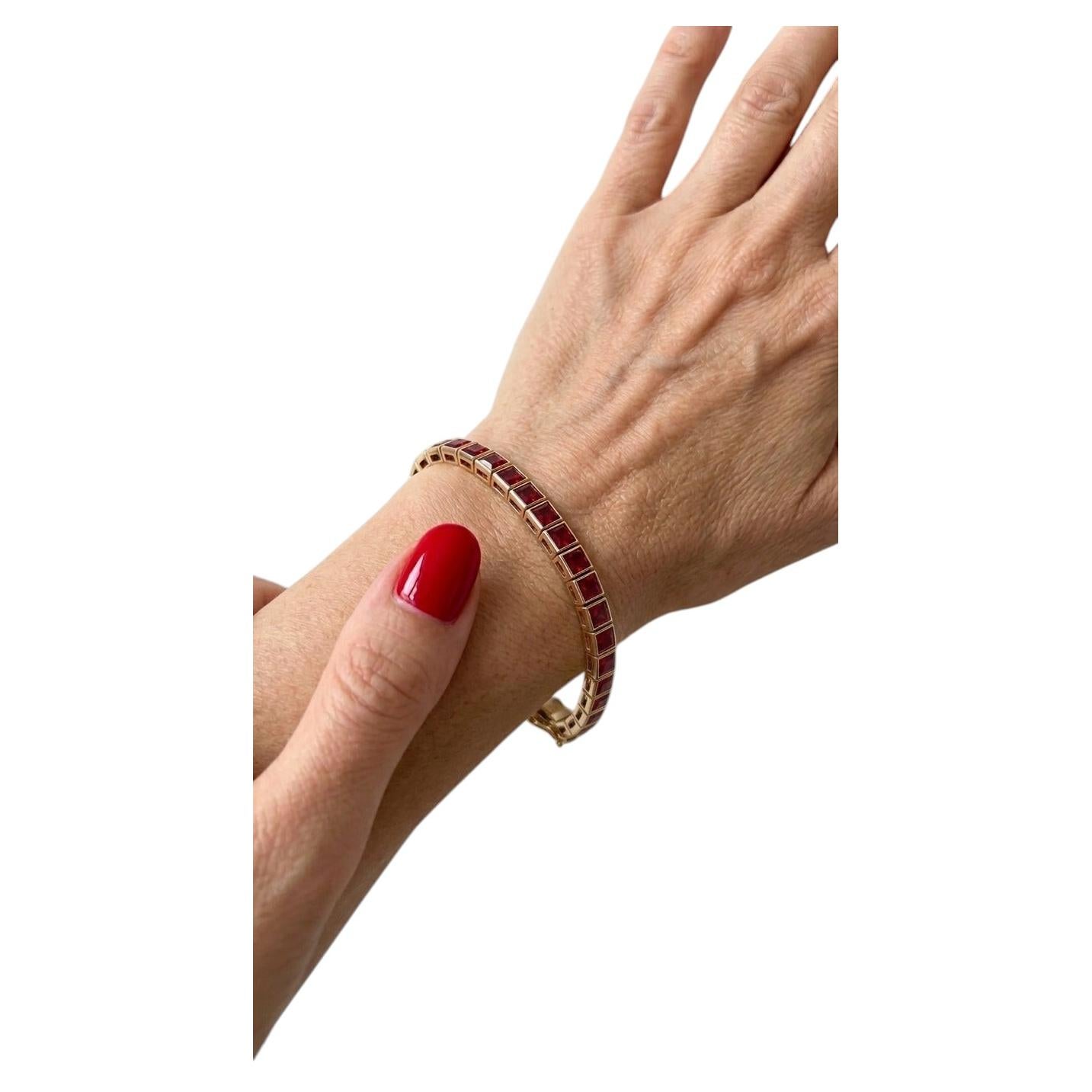 Estate 10.50 Carat No-Heat Burmese Ruby Bracelet in Yellow Gold