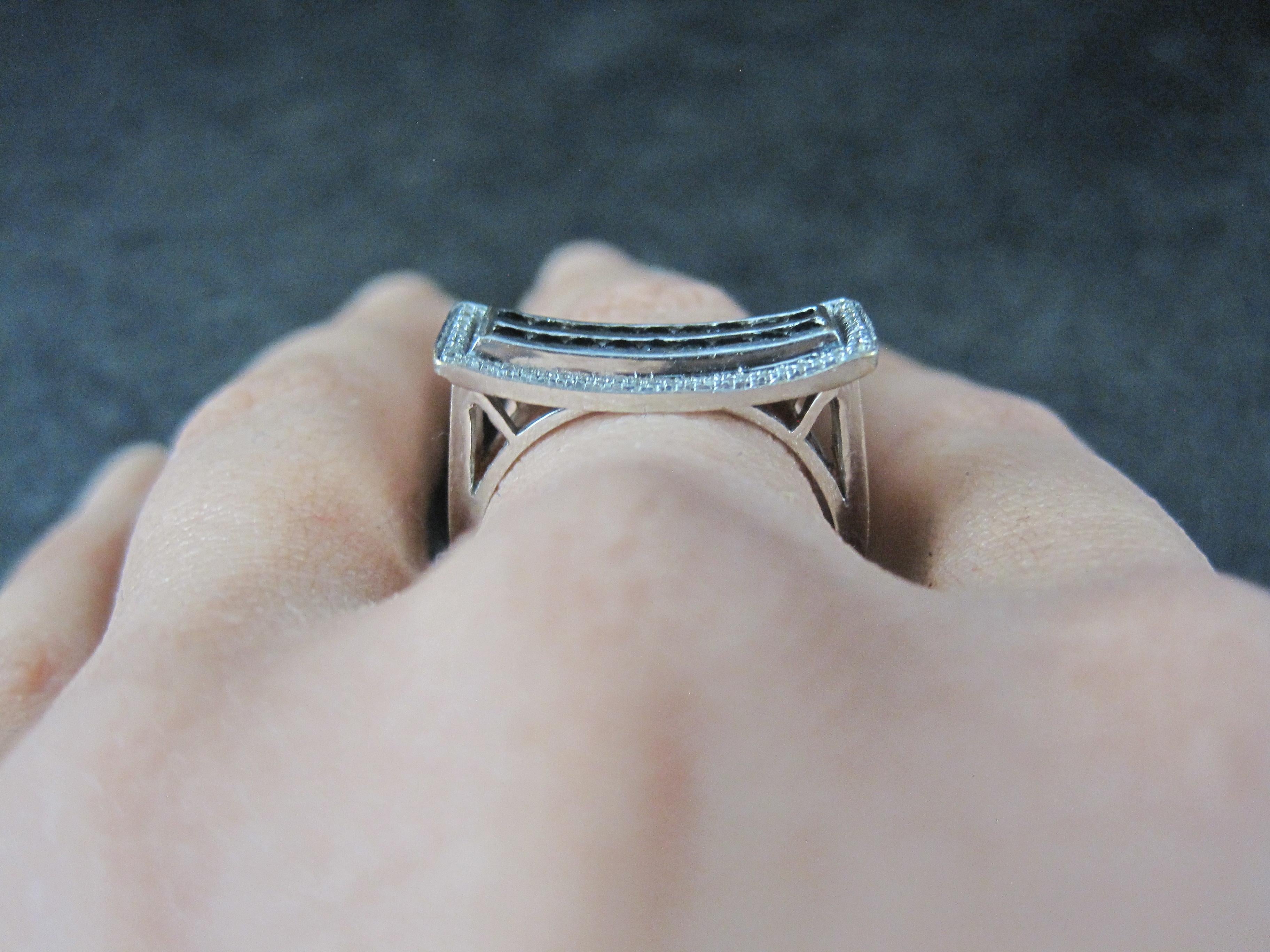 Estate 10K Black and White Diamond Ring .64 Ctw Size 8.5 For Sale 9