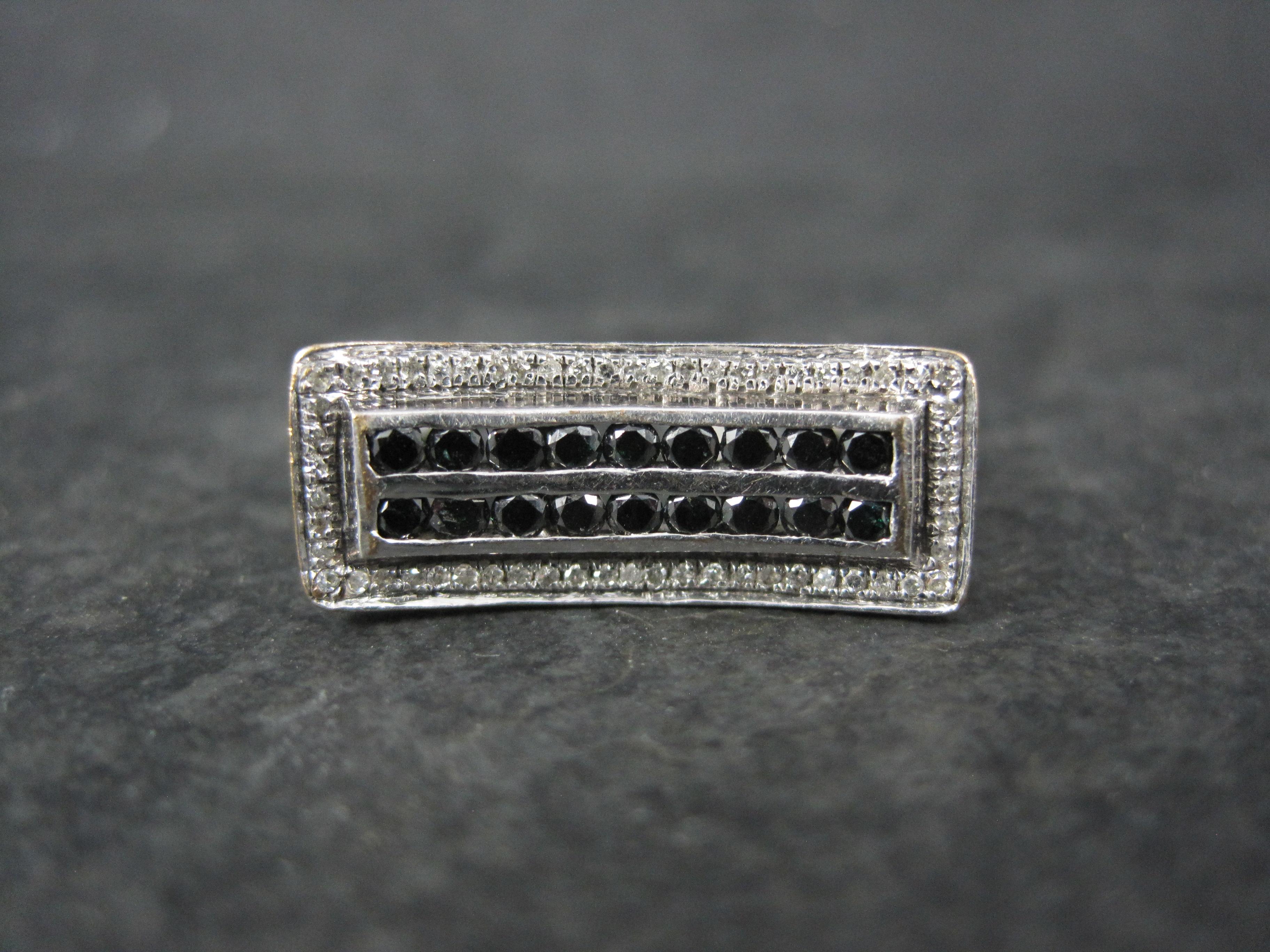 Estate 10K Black and White Diamond Ring .64 Ctw Size 8.5 For Sale 3