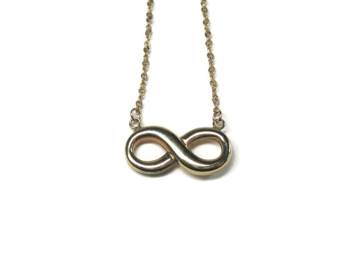Estate 10K Infinity Necklace 16 Inches For Sale 6