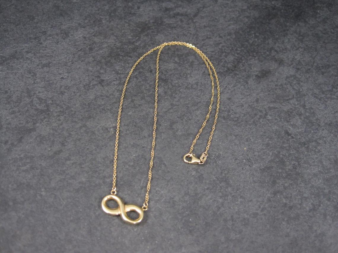Modern Estate 10K Infinity Necklace 16 Inches For Sale