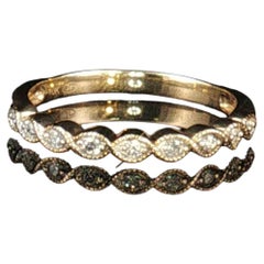 Estate 10K Yellow Gold Milgrain Stackable Diamond Anniversary Band Ring Sz 6.75
