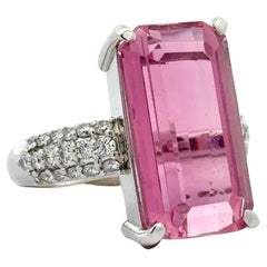 Estate 11.18 ct Pink Tourmaline Diamond Platinum Ring 15535