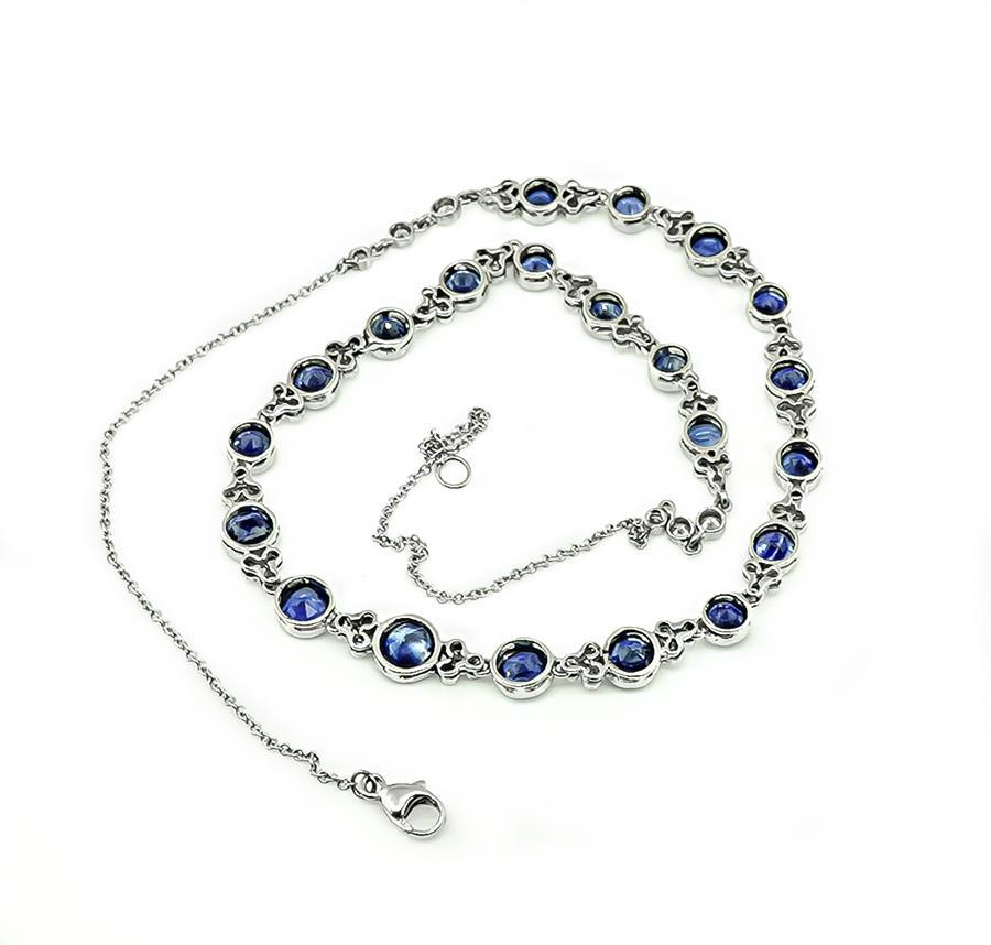 Estate 11.52ct Sapphire 1.14ct Diamond Necklace In Good Condition For Sale In New York, NY