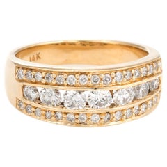 Estate 1.16 Carat Diamond Band Vintage 14 Karat Yellow Gold Channel Set Jewelry