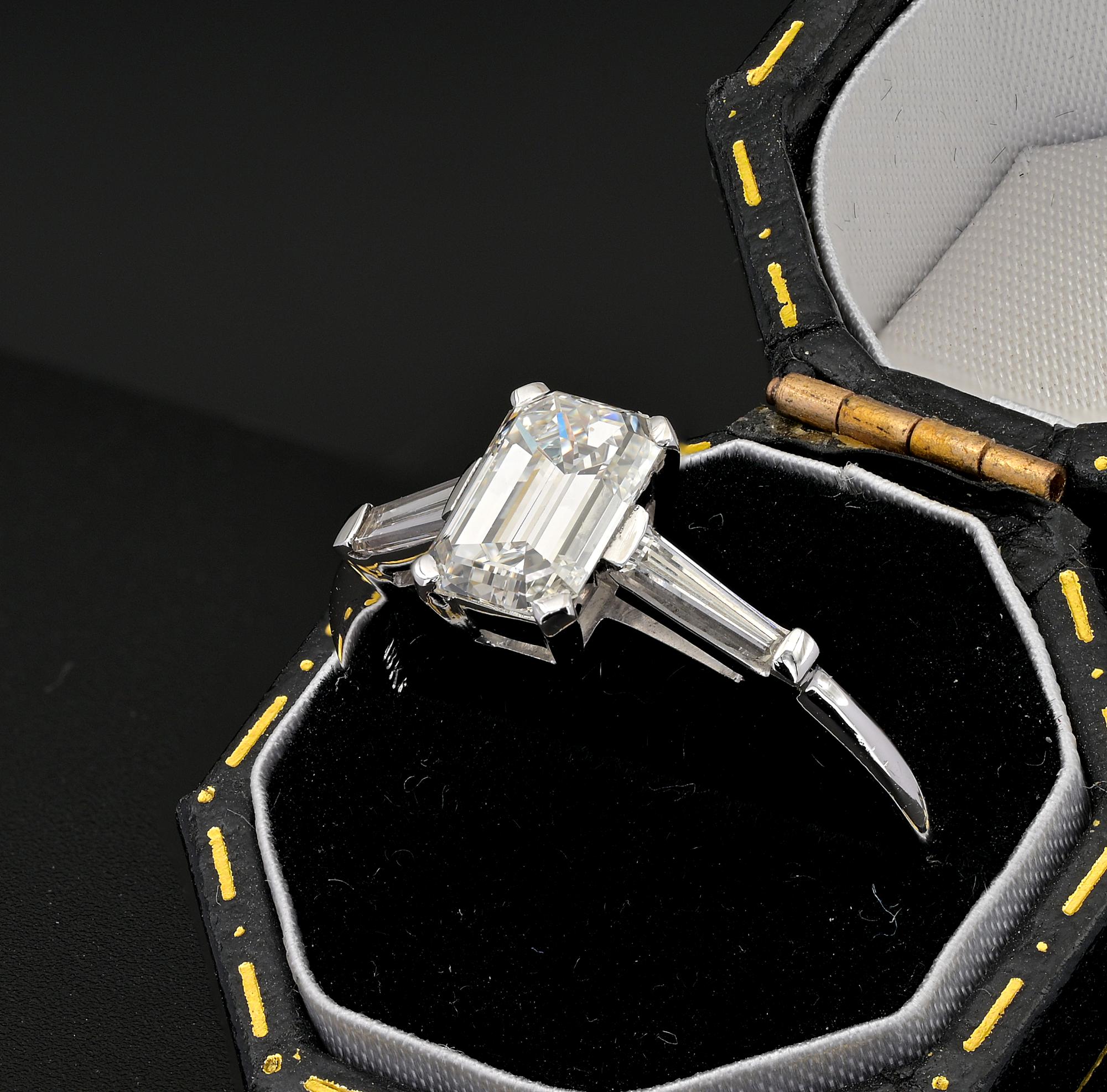 Estate 1.21 Ct Emerald Cut Diamond G VVS1 Diamond Ring For Sale 1