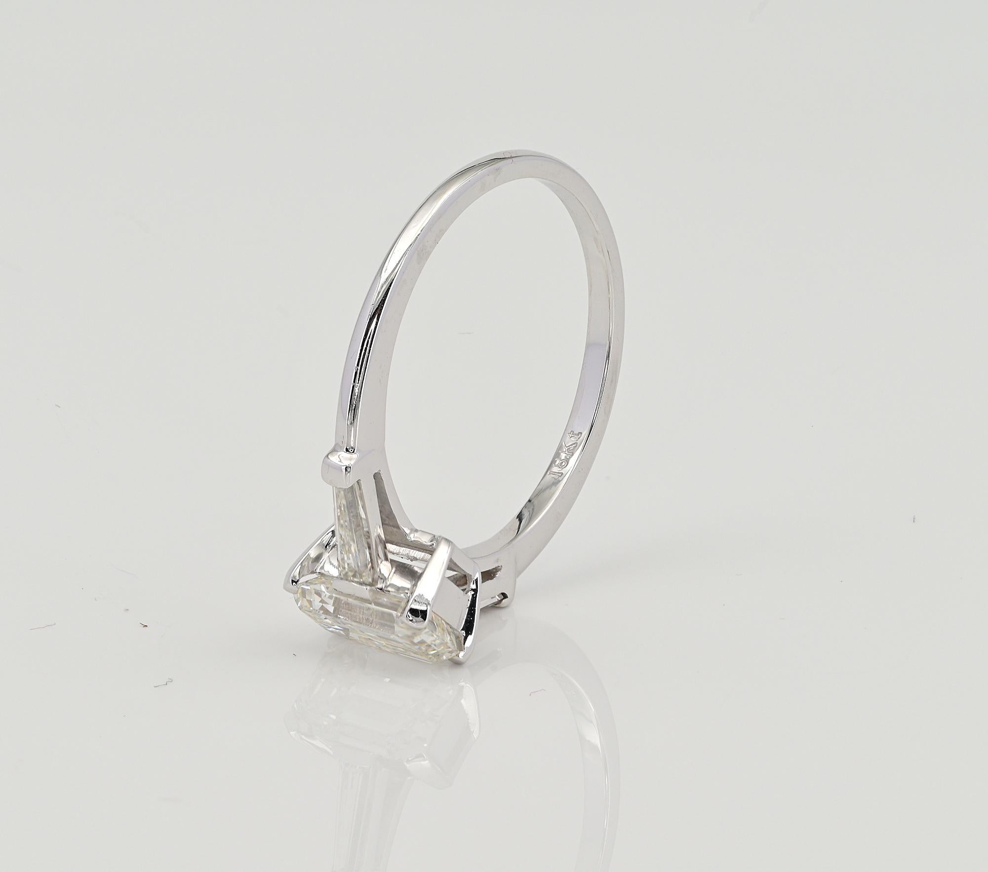 Estate 1.21 Ct Emerald Cut Diamond G VVS1 Diamond Ring For Sale 2