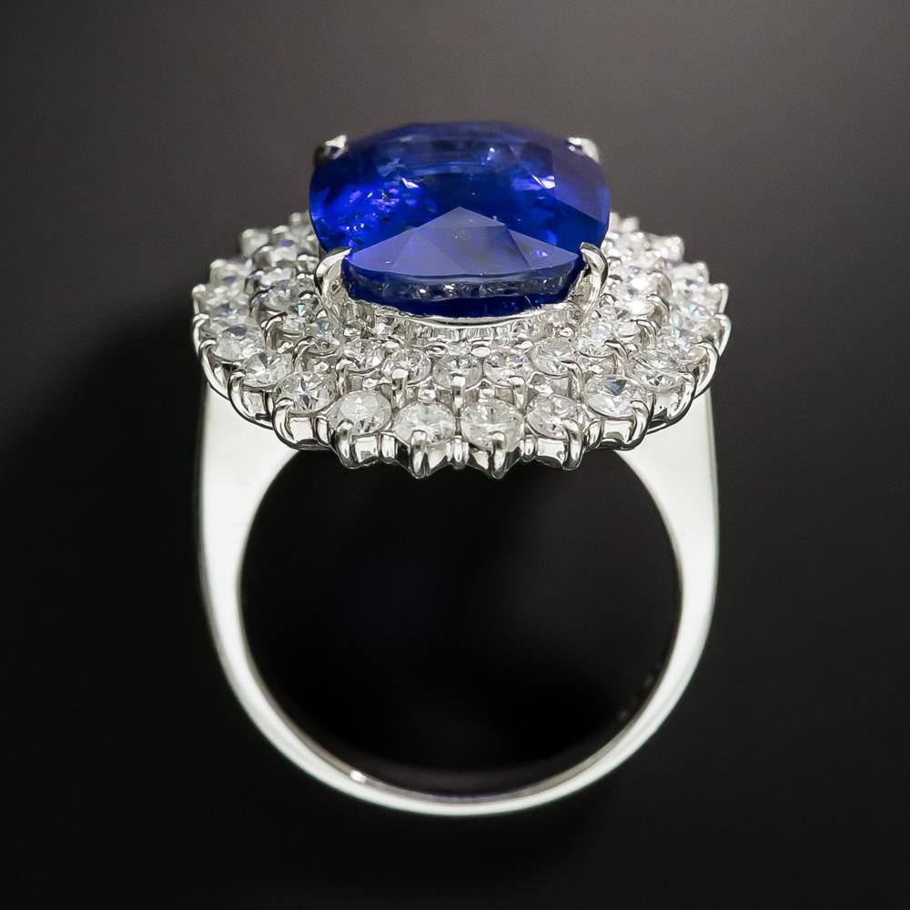 Modern Estate 12.18 Carat Ceylon Sapphire Diamond Ring, GIA For Sale