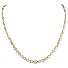 Estate 12.84 Carat Diamond Yellow Gold Riviera Necklace
