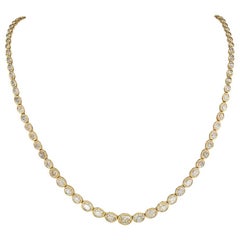 Estate 12.84 Carat Diamond Yellow Gold Riviera Necklace