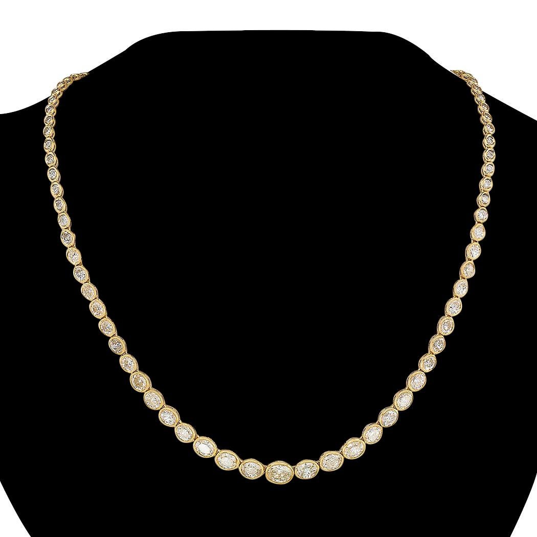 Estate 12.84 carats total weight oval and round diamonds and yellow gold Riviera necklace.  Love it because it caught your eye, and we are here to connect you with beautiful and affordable jewelry.  It is time to claim a special reward for Yourself!