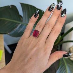 Estate 13.9Ct Madagascar Ruby Ring: Solid 10K Gold – Emerald Cut, 15×11mm