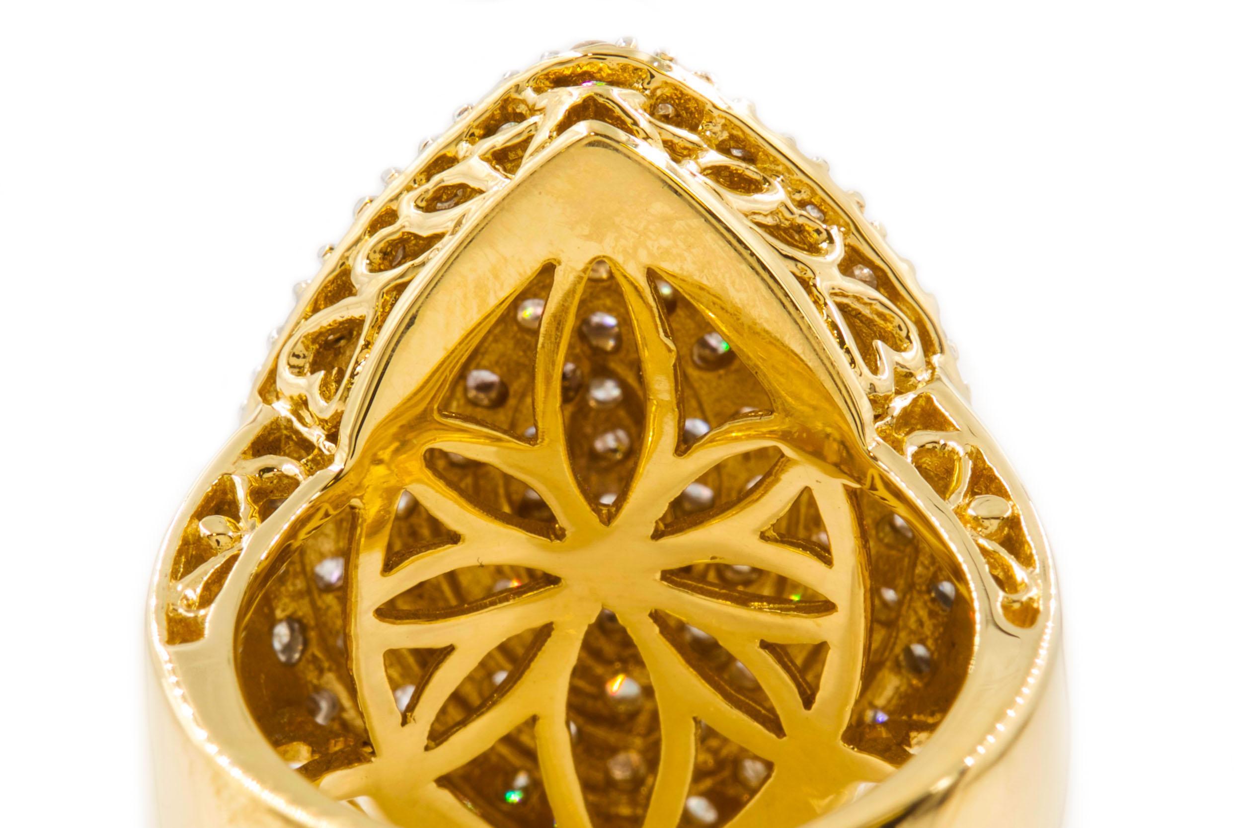 Estate 14 Karat Gold Domed Ring with 3ct Pave Diamonds For Sale 5