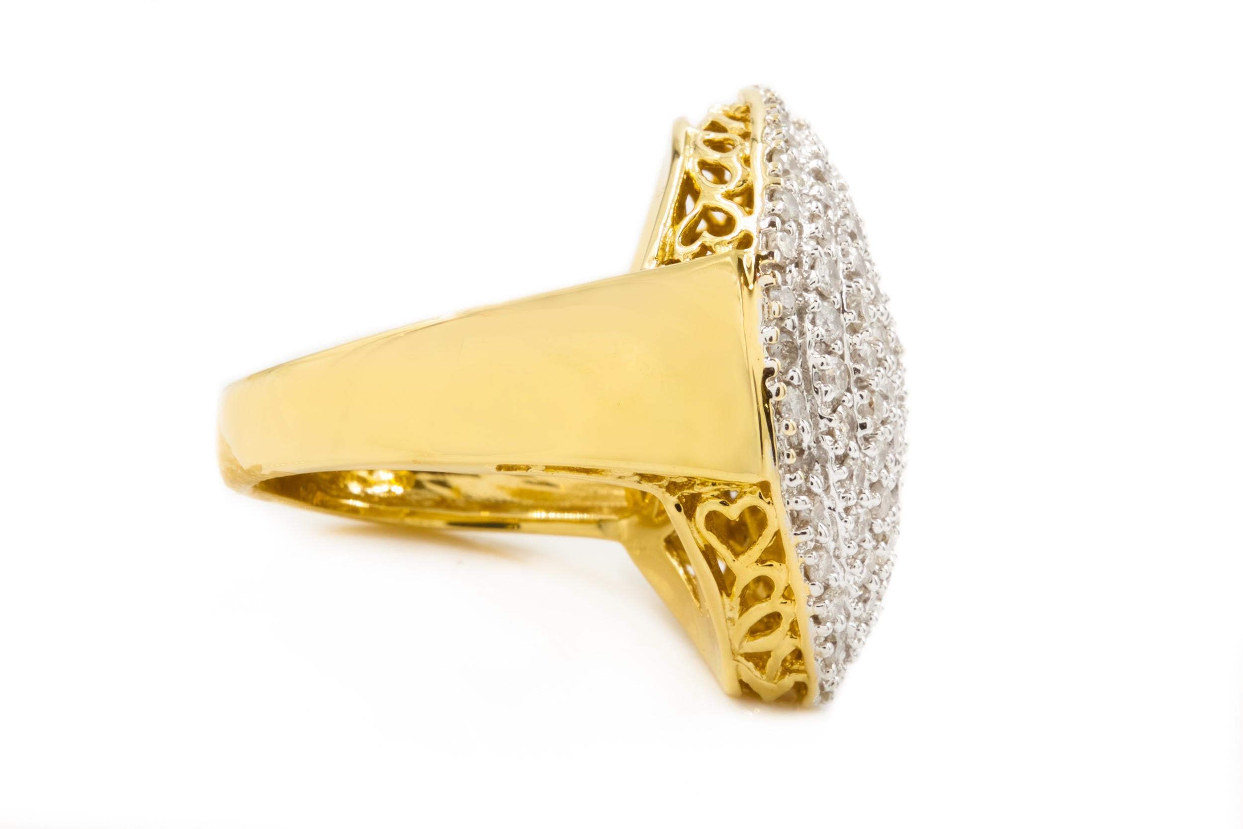 Estate 14 Karat Gold Domed Ring with 3ct Pave Diamonds For Sale 6