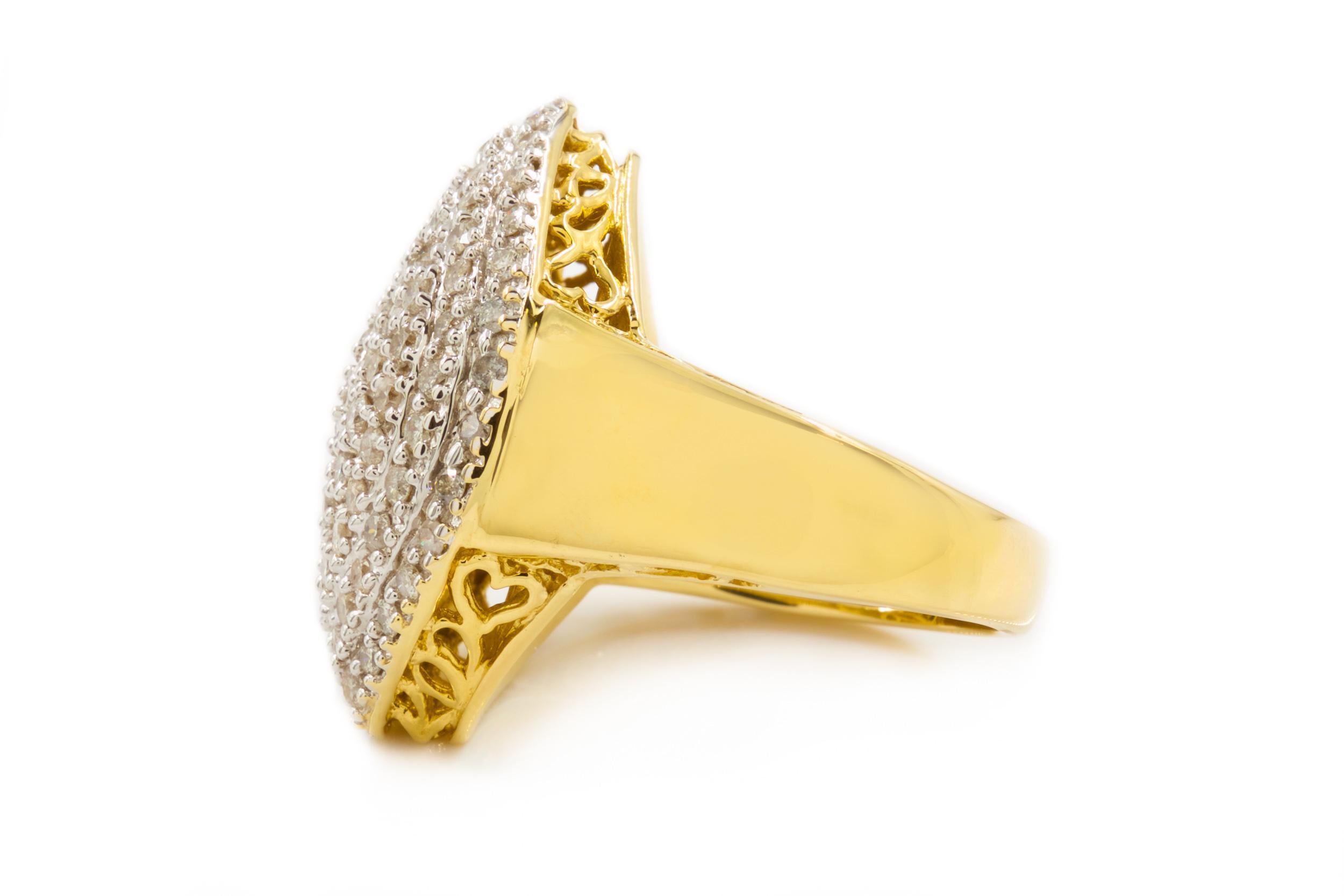 Estate 14 Karat Gold Domed Ring with 3ct Pave Diamonds For Sale 7
