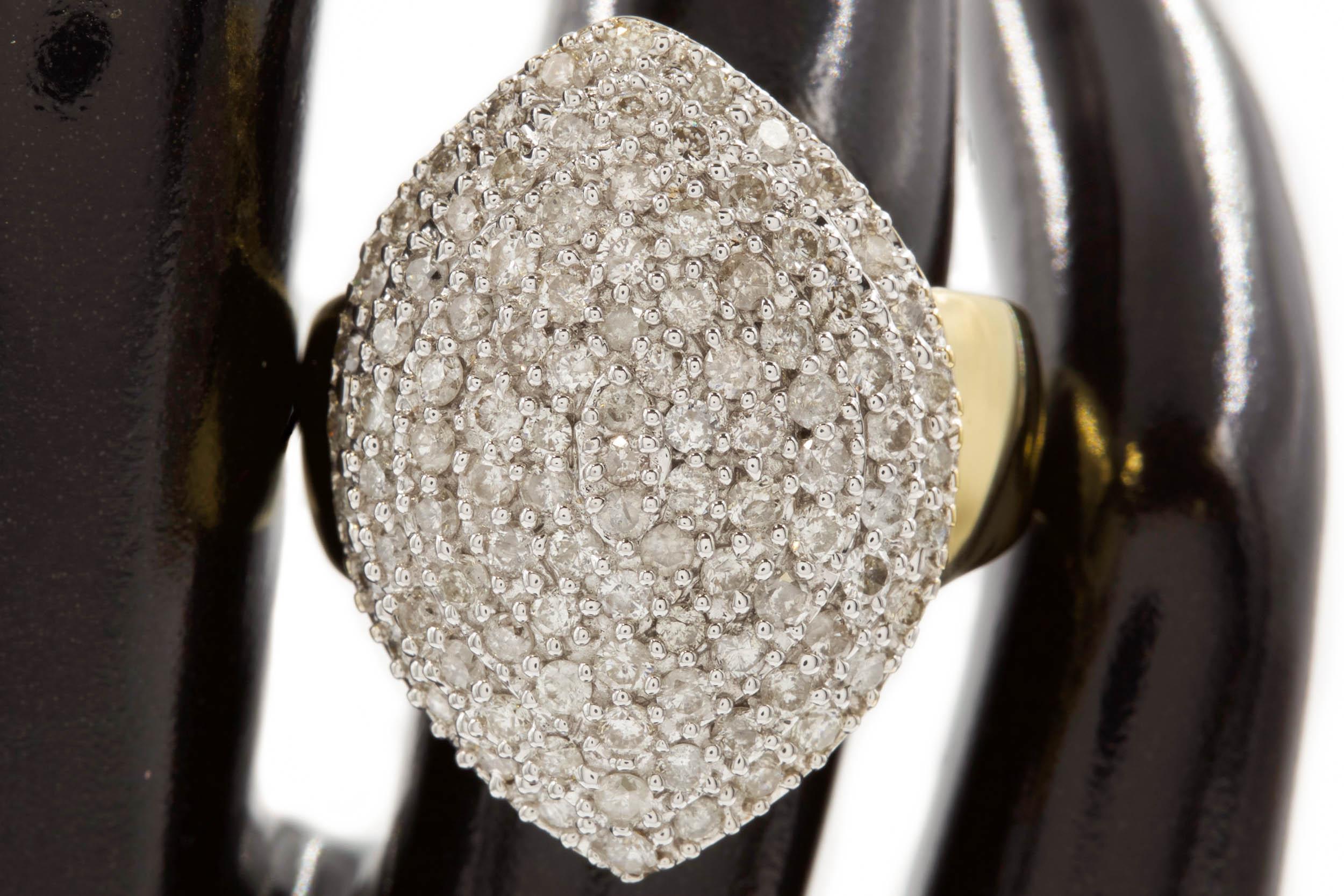 Estate 14 Karat Gold Domed Ring with 3ct Pave Diamonds For Sale 9
