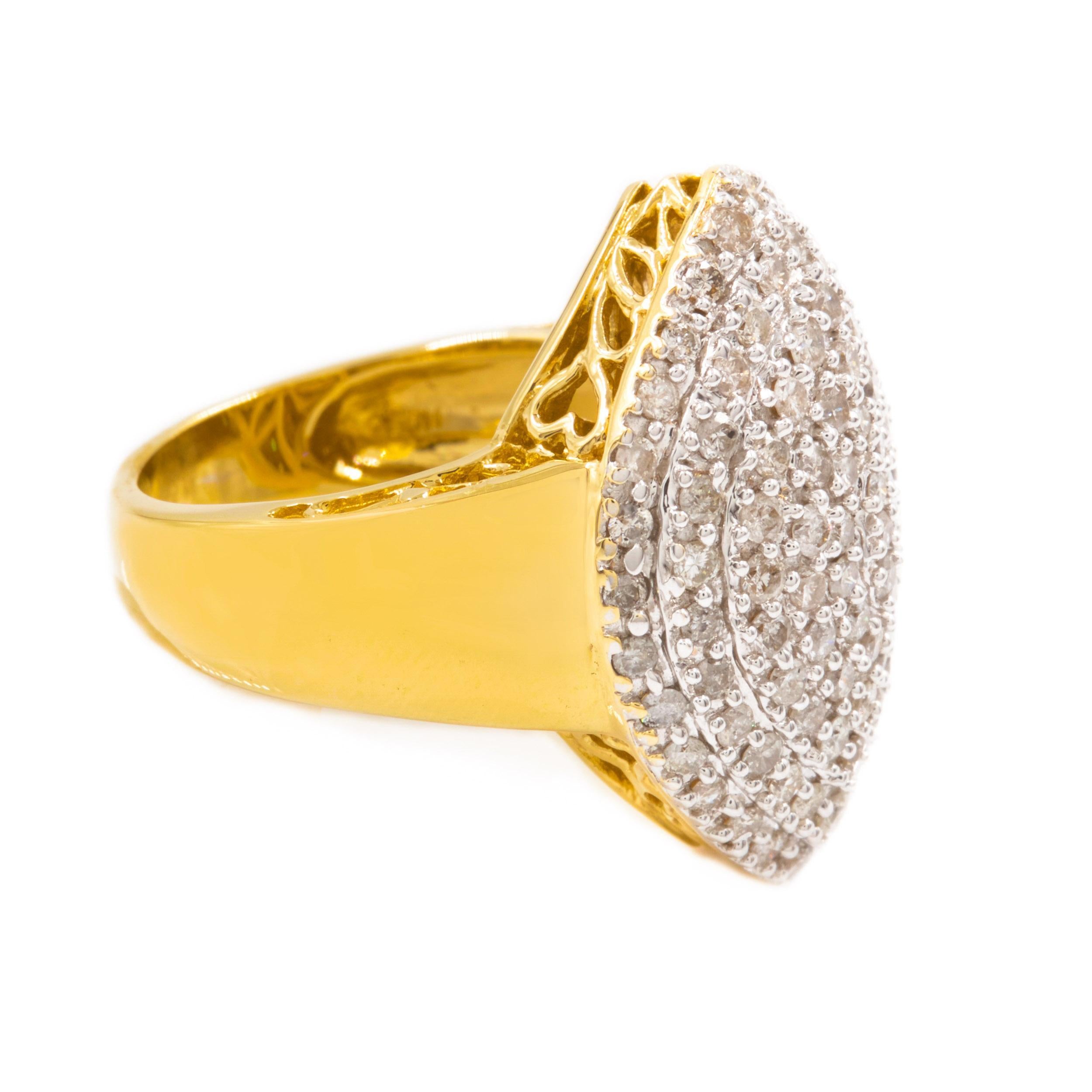 American Estate 14 Karat Gold Domed Ring with 3ct Pave Diamonds For Sale
