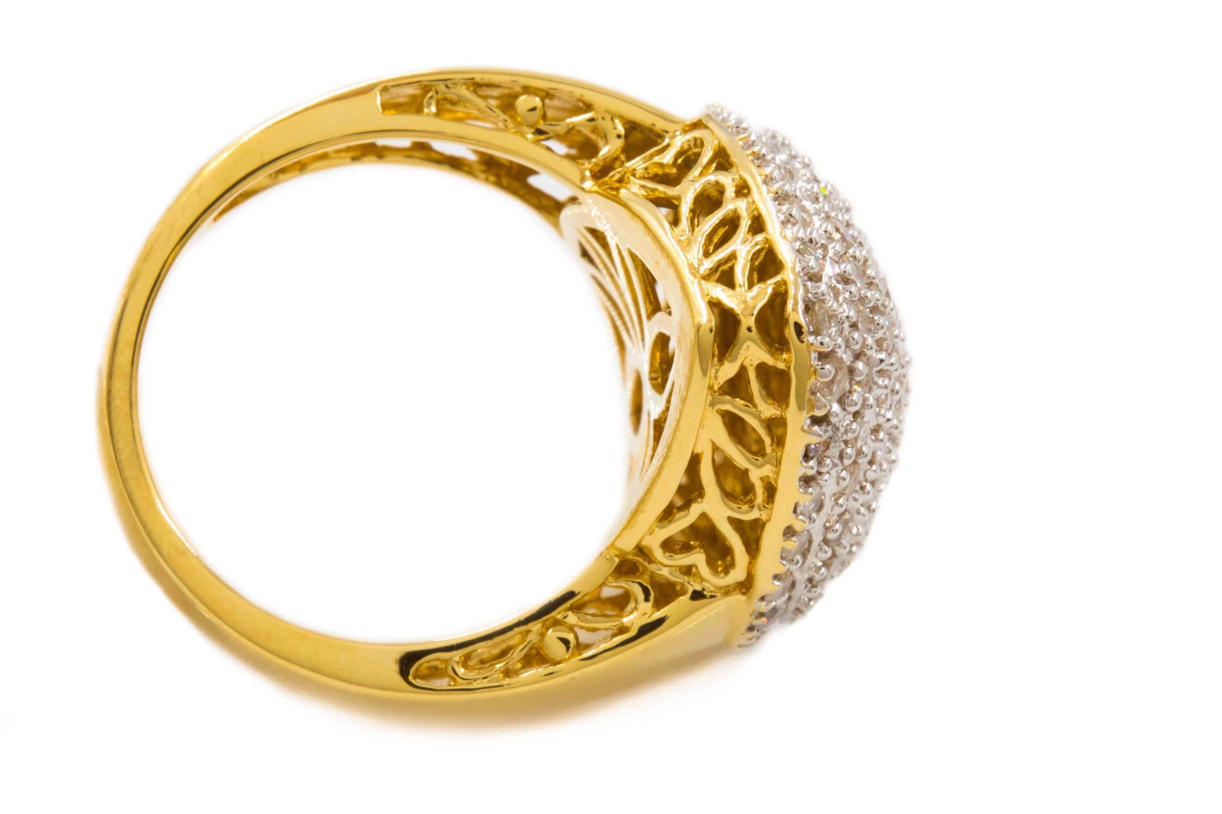 Estate 14 Karat Gold Domed Ring with 3ct Pave Diamonds In Good Condition For Sale In Shippensburg, PA
