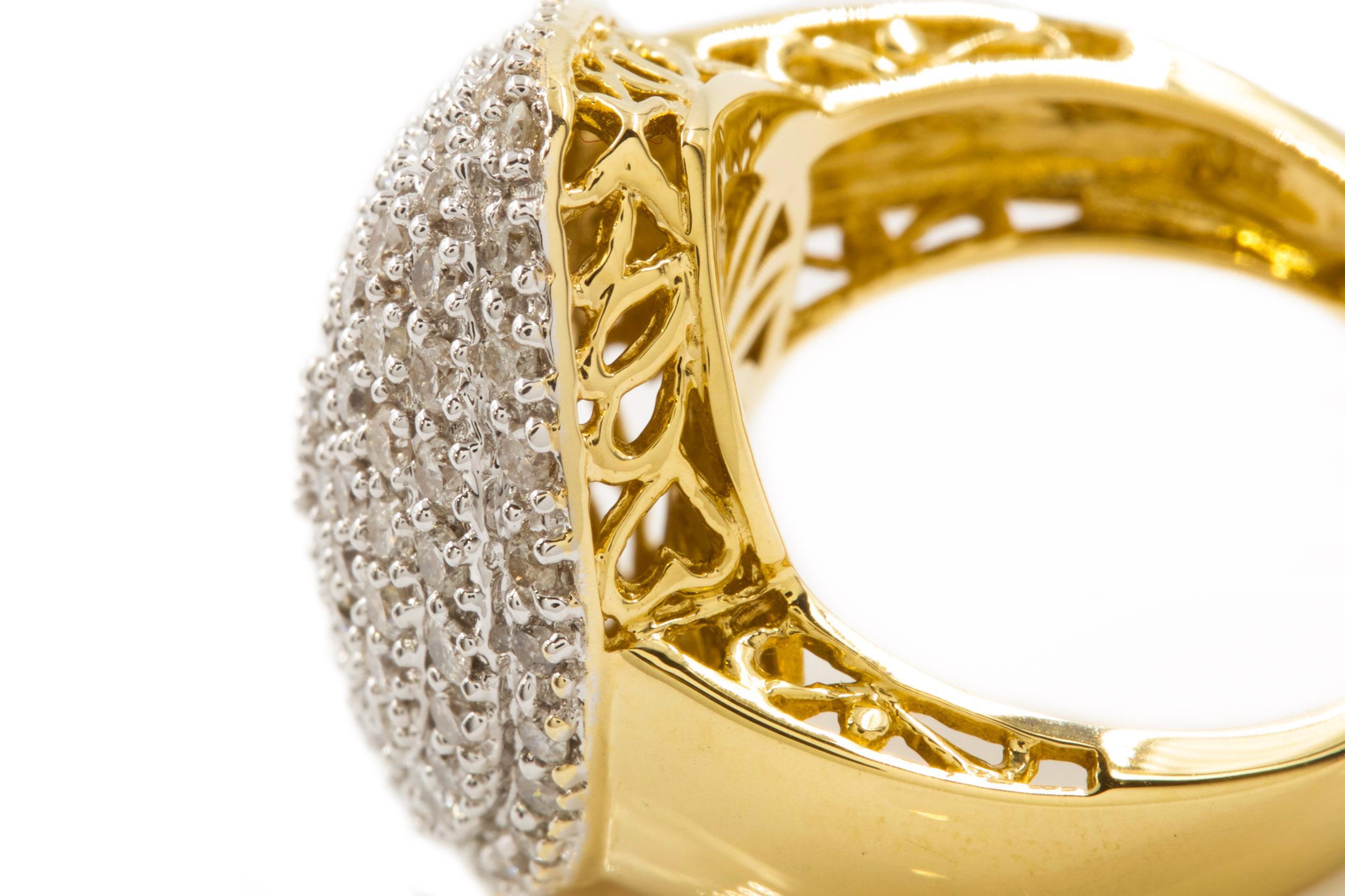 Estate 14 Karat Gold Domed Ring with 3ct Pave Diamonds For Sale 3