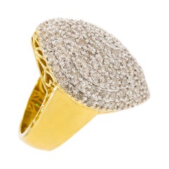 Estate 14 Karat Gold Domed Ring with 3ct Pave Diamonds