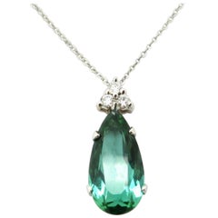 Collana di moda Estate in oro 14 carati con tormalina verde e diamanti