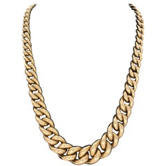 Estate 14 Karat Italian Yellow Gold Graduated Necklace Vintage Estate 14 Karat Italian Yellow Gold Graduated Necklace