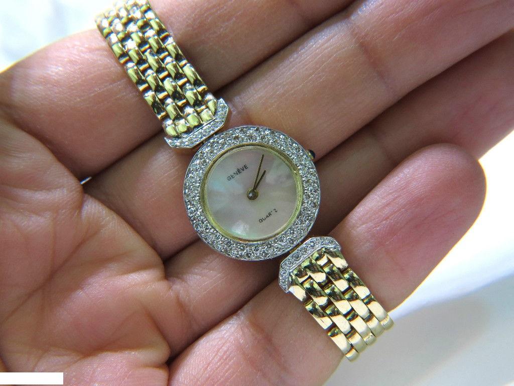 Estate 14 Karat Ladies Geneve 1.50 Carat Diamonds Watch 3