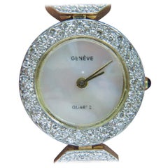 Vintage Estate 14 Karat Ladies Geneve 1.50 Carat Diamonds Watch