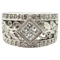 Estate 14 Karat White Gold 0.53 Carat Diamond Fashion Band Ring