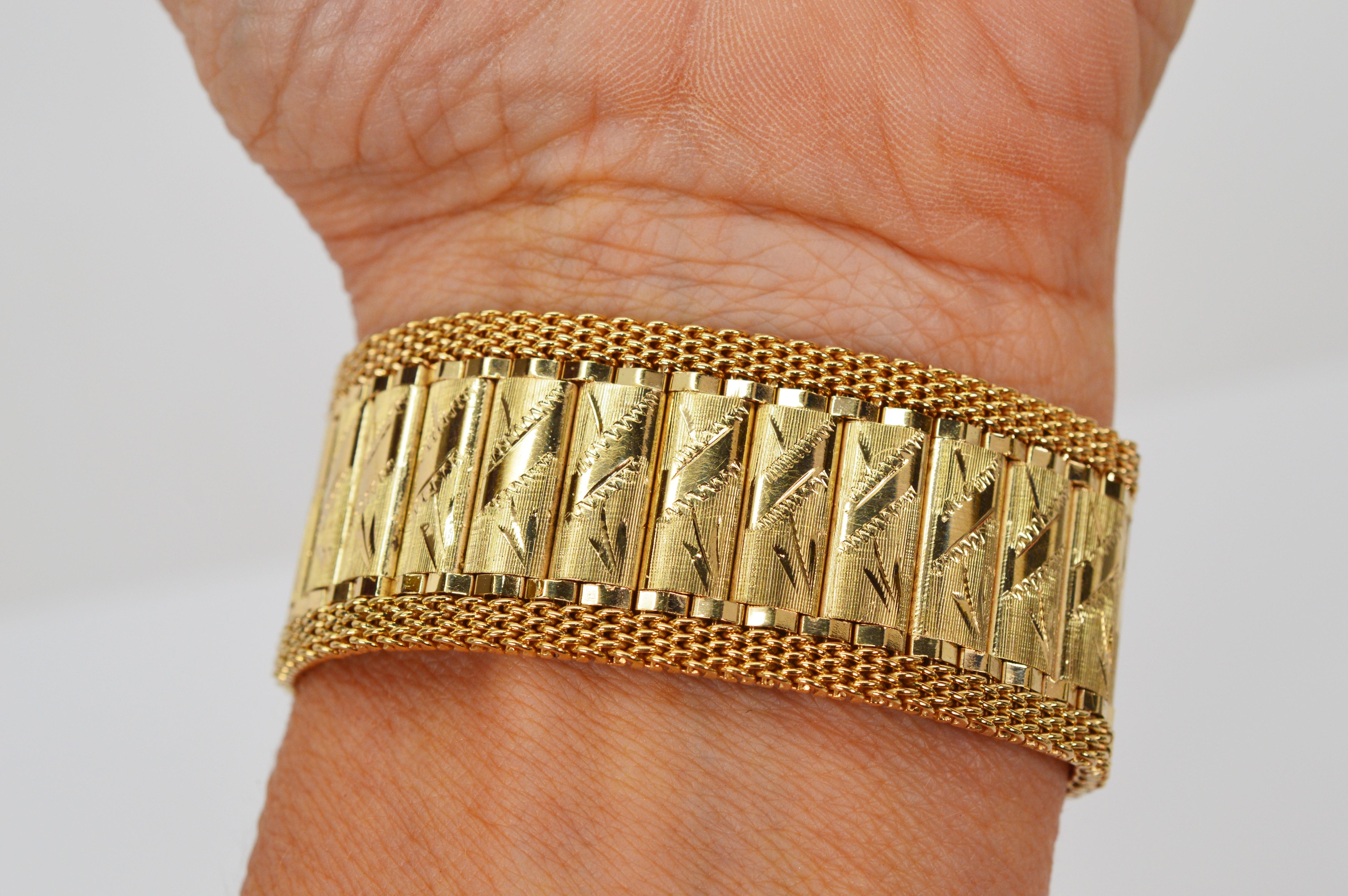 Estate 14 Karat Yellow Gold Wrap Bracelet Watch w Diamond Accents For Sale 10