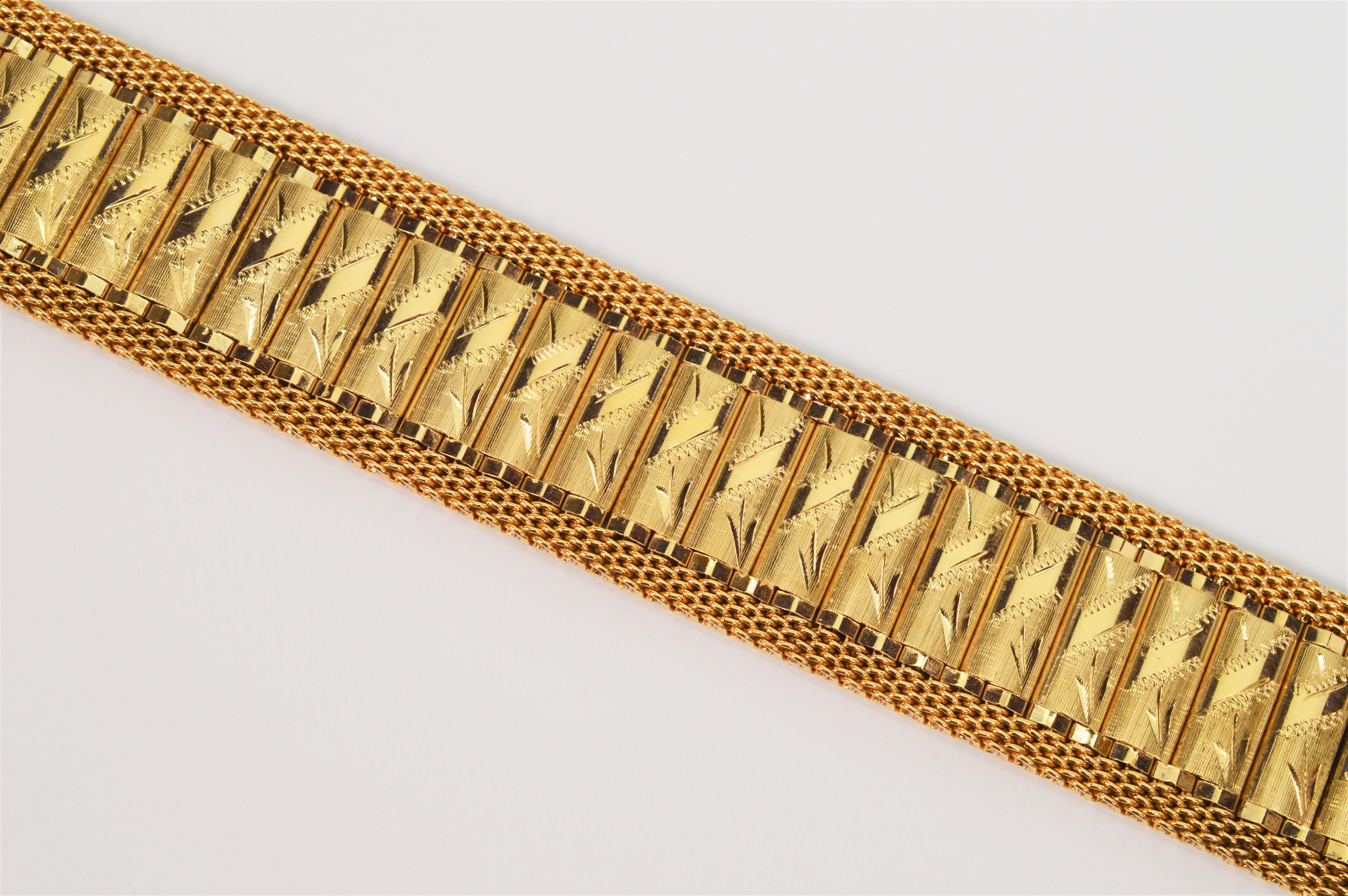 Estate 14 Karat Yellow Gold Wrap Bracelet Watch w Diamond Accents For Sale 2