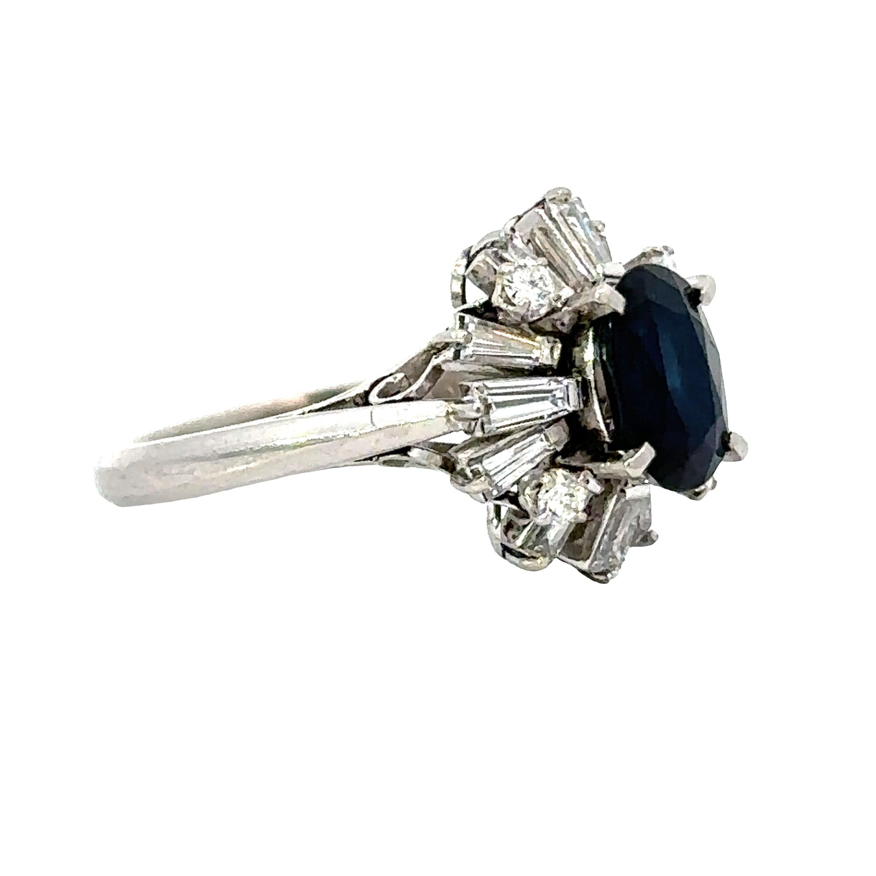 Oval Cut Estate 1.40 ct Sapphire Diamond Platinum Halo Ring 13404 For Sale