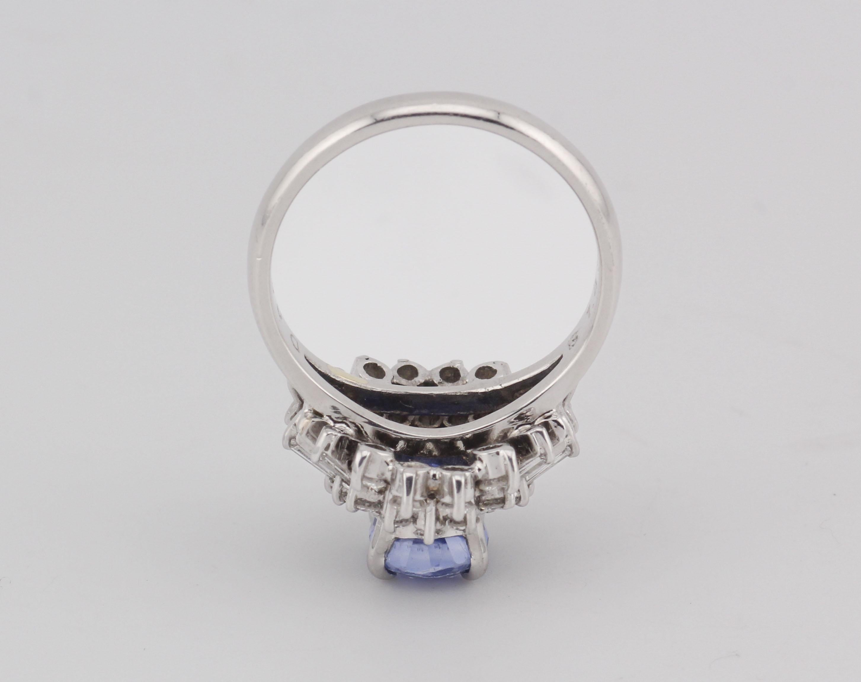 Estate 1,48ct Saphir 0,67ct Diamant Platin Ring Größe 5 im Angebot 1