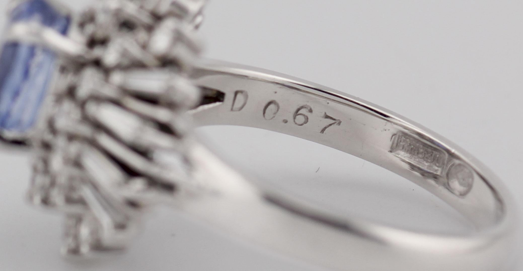 Estate 1,48ct Saphir 0,67ct Diamant Platin Ring Größe 5 im Angebot 3