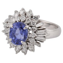 Estate 1.48ct Sapphire 0.67ct Diamond Platinum Ring Size 5