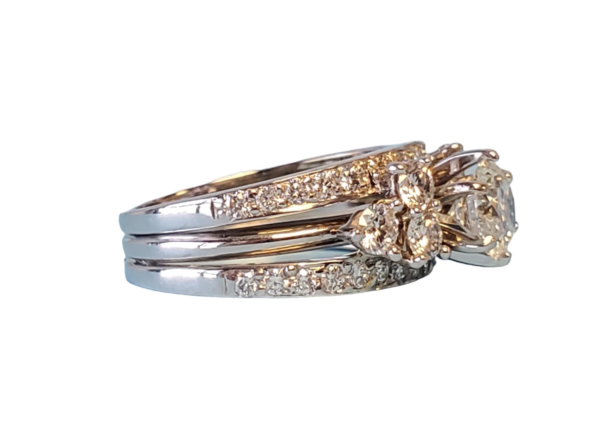 Estate 14k 1.84tcw Engagement Ring with Wedding Bands Bon état - En vente à Overland Park, KS