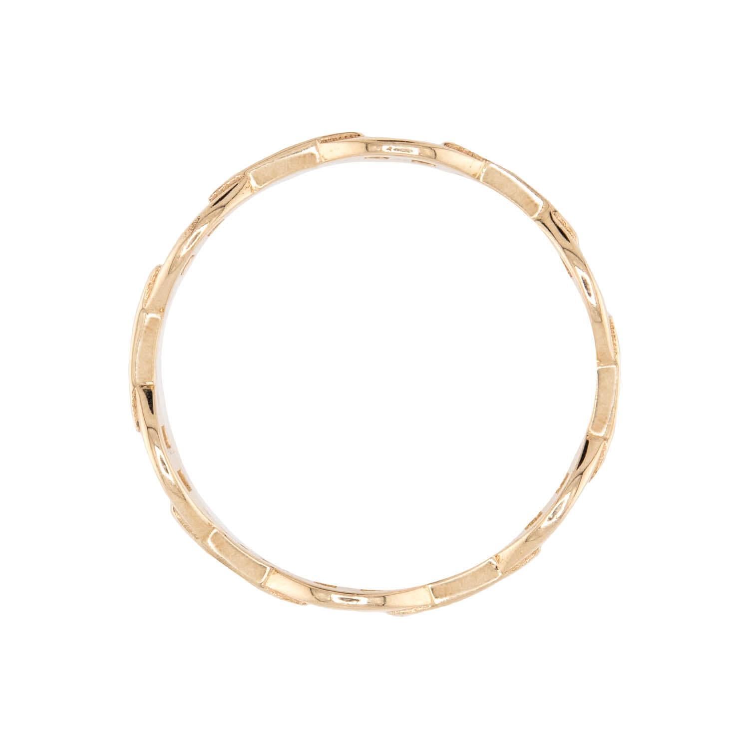 Modern Estate 14k and Diamond Anchor Link Ring For Sale