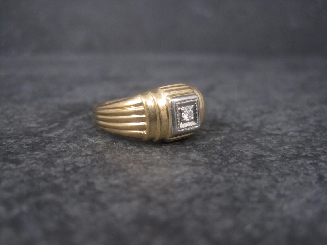 Art Deco Estate 14k and Palladium Two Tone Diamond Ring