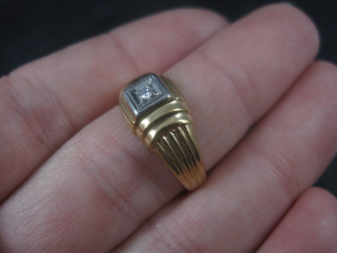 Estate 14k and Palladium Two Tone Diamond Ring 2