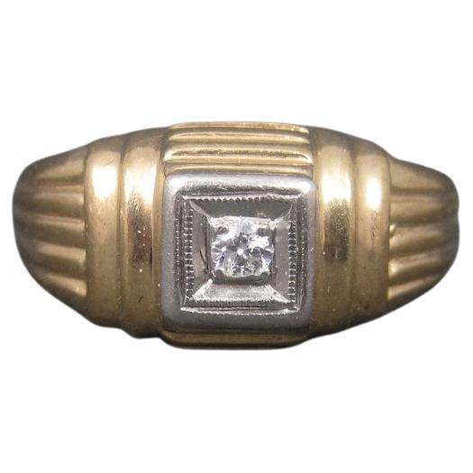 Estate 14k and Palladium Two Tone Diamond Ring