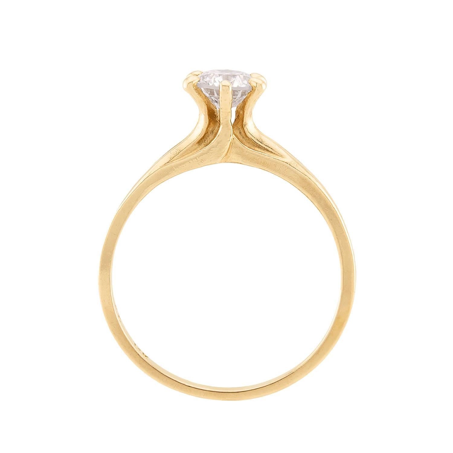 Taglio brillante Anello di fidanzamento con diamante da 14 carati Estate .54ct in vendita