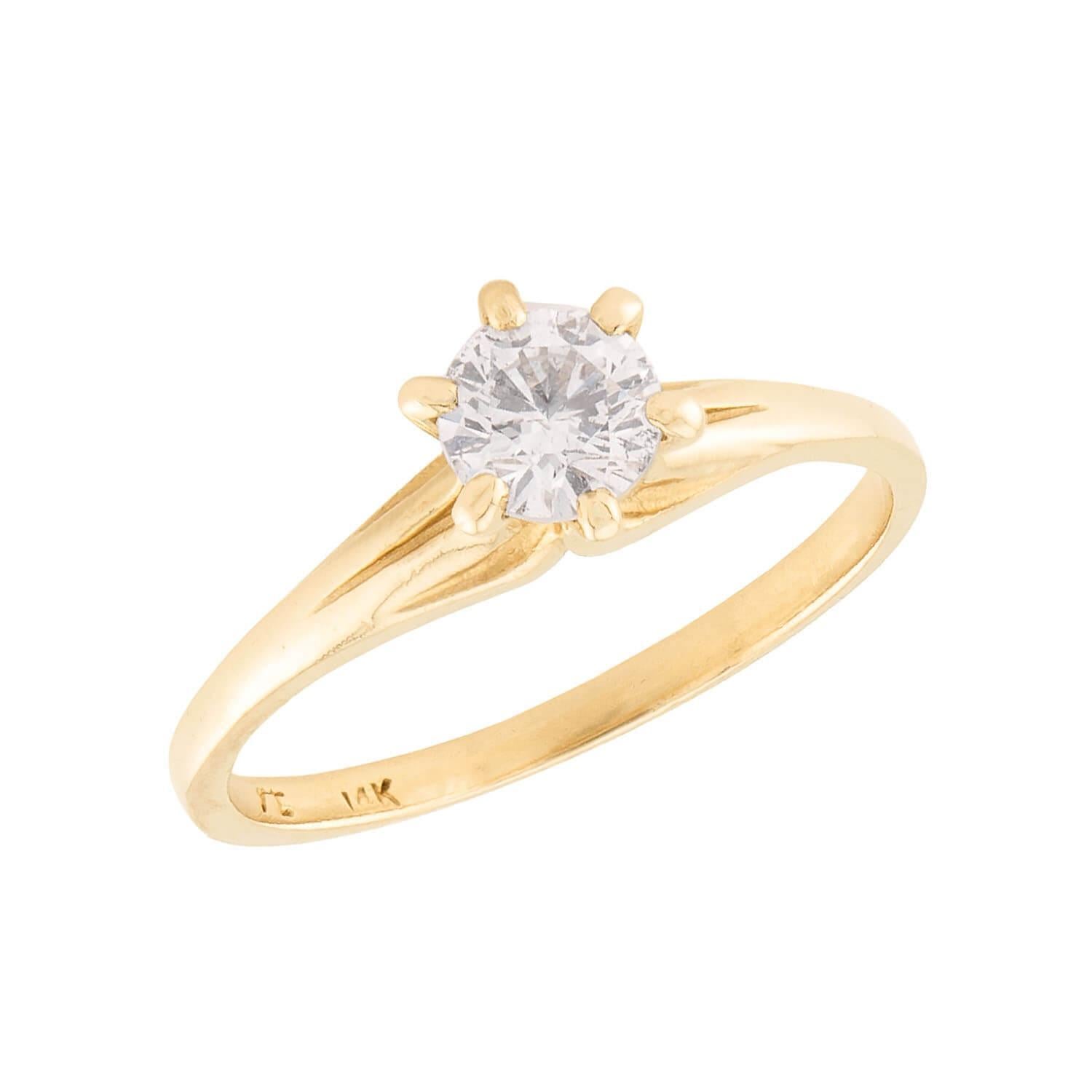 Anello di fidanzamento con diamante da 14 carati Estate .54ct