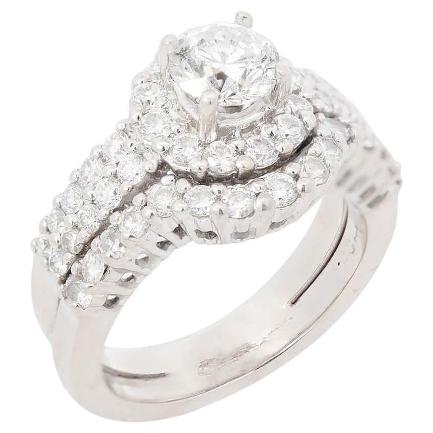 Anello di fidanzamento con diamanti 14k Estate in vendita